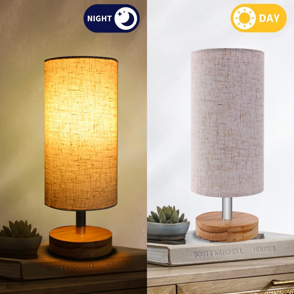 Lamps for Night Stands with Linen Lampshades