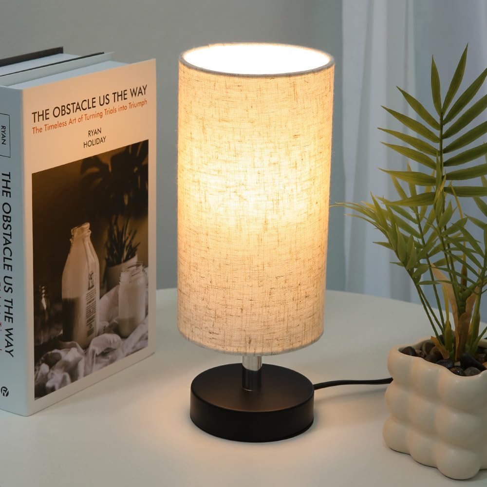 Lamps for Night Stands with Linen Lampshades