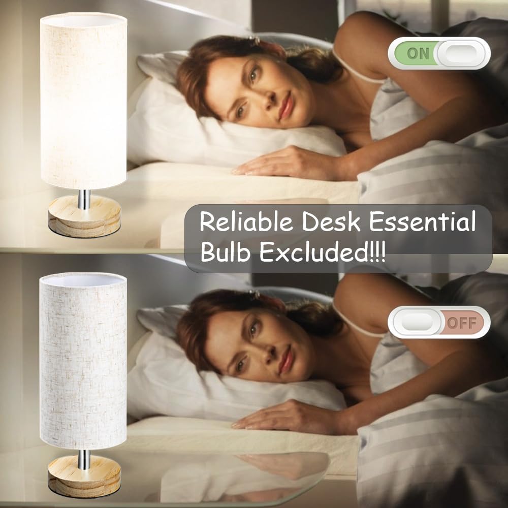 Lamps for Night Stands with Linen Lampshades