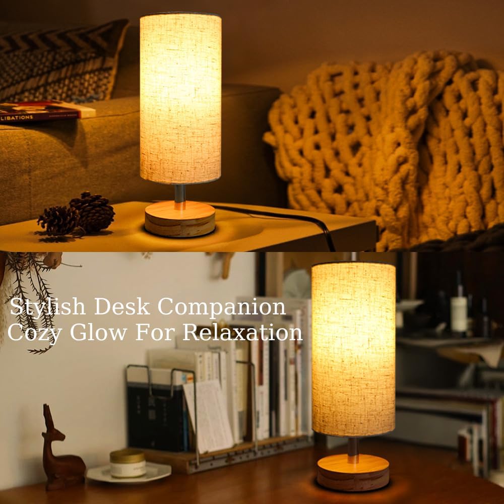 Lamps for Night Stands with Linen Lampshades