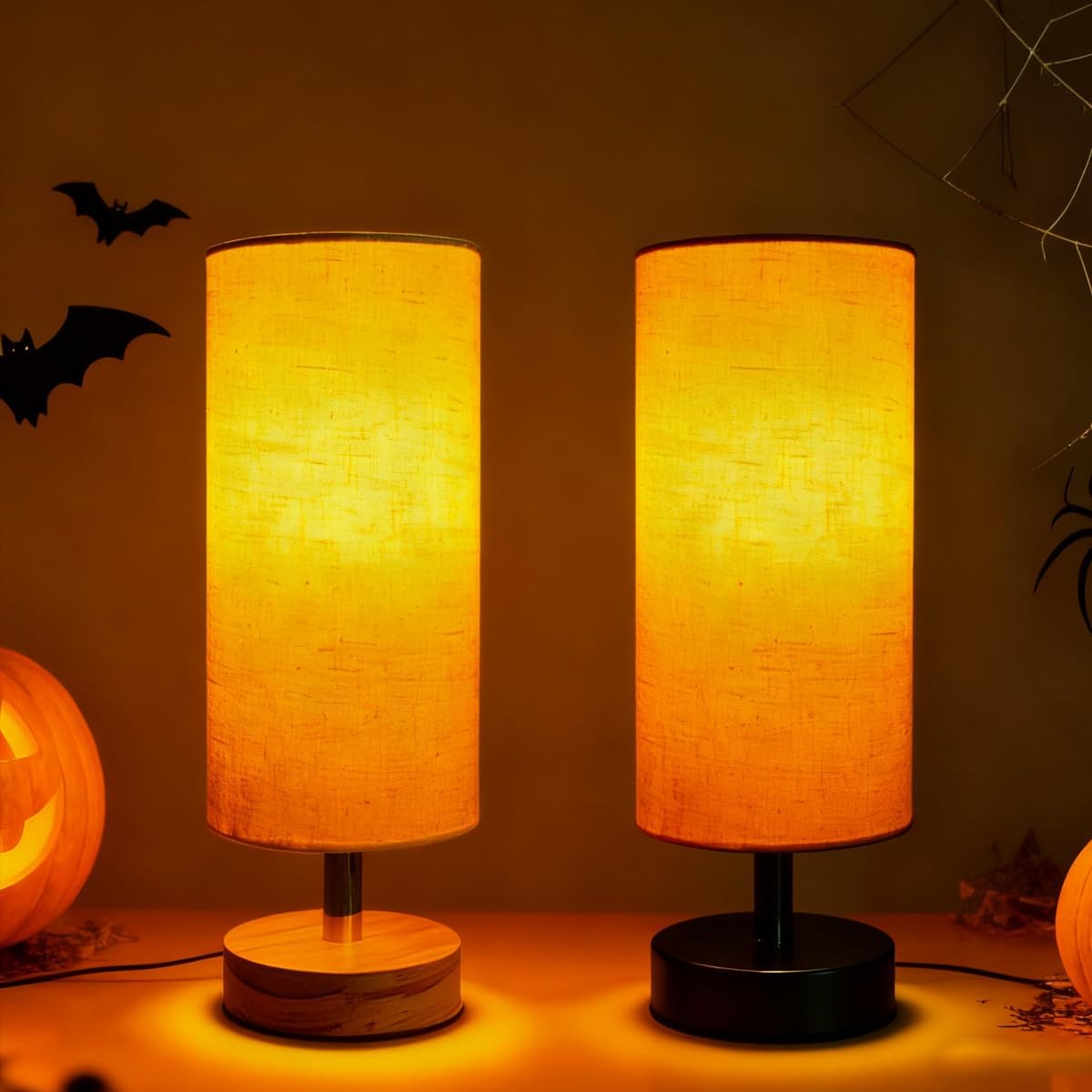 Lamps for Night Stands with Linen Lampshades