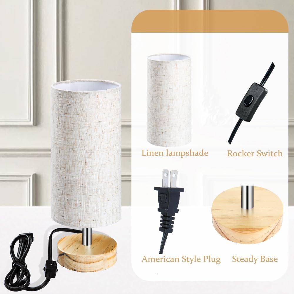 Lamps for Night Stands with Linen Lampshades