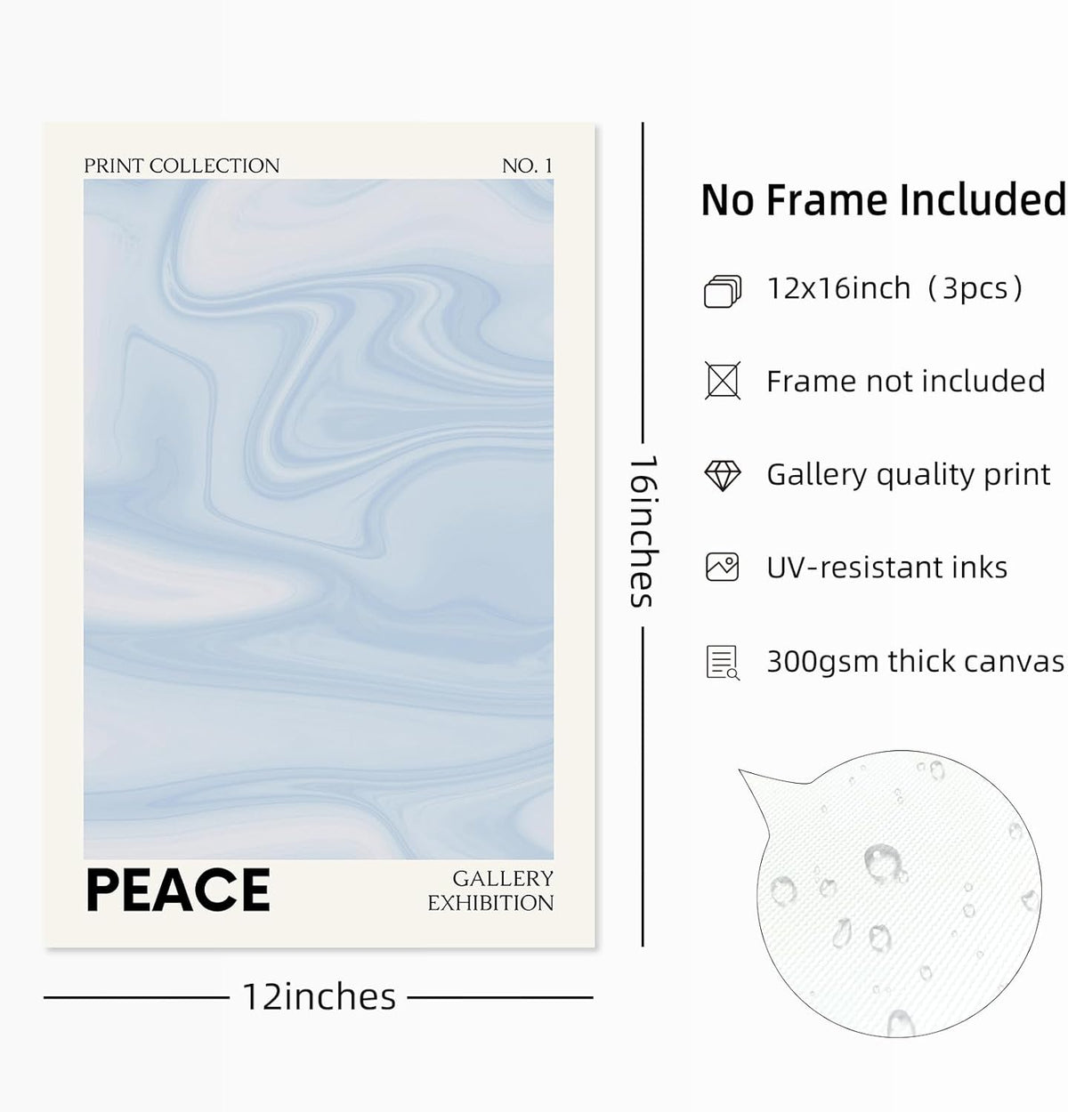 Blue Aura Wall Art Decor Retro Aesthetic Canvas Wall Art Pastel Abstract Pictures Prints Preppy Gradient