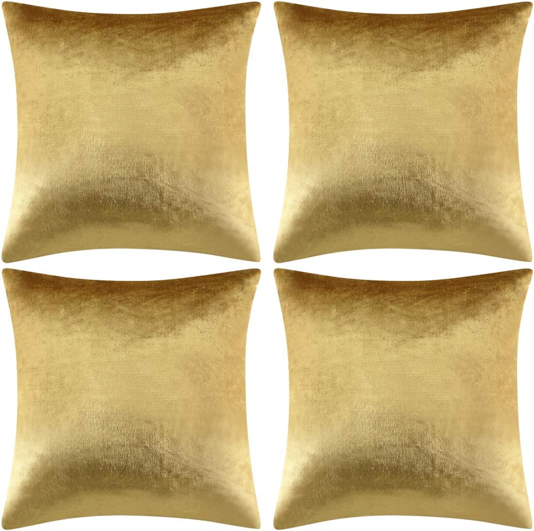 4 Gold Decorative Velvet Pillow
