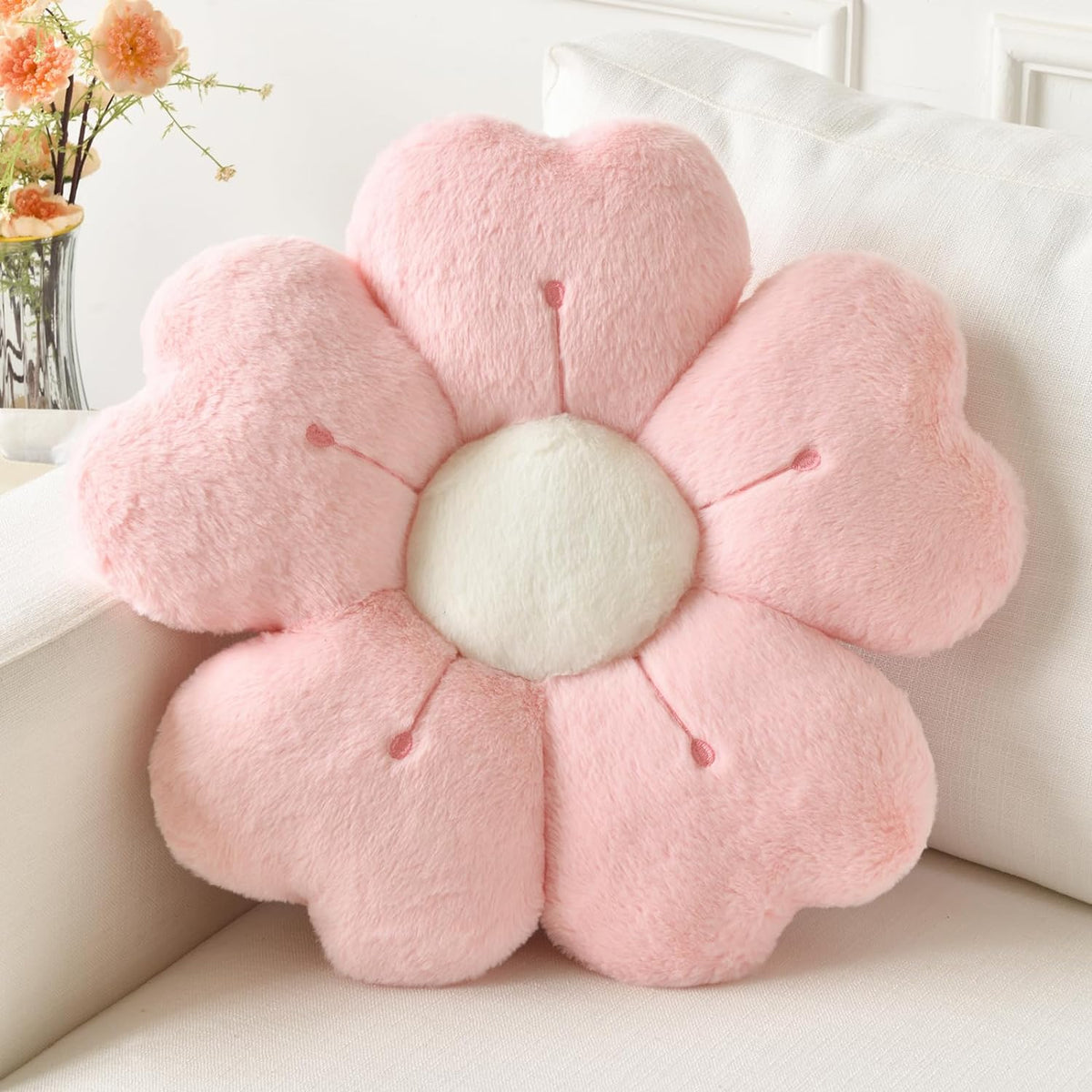 Cute Daisy Decorative Throw Pillows. Pink. 15 Inches