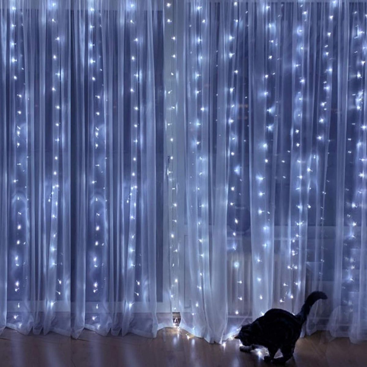 Window Curtain String Lights. 300 LED 8 Lighting Modes Fairy Copper Light with Remote