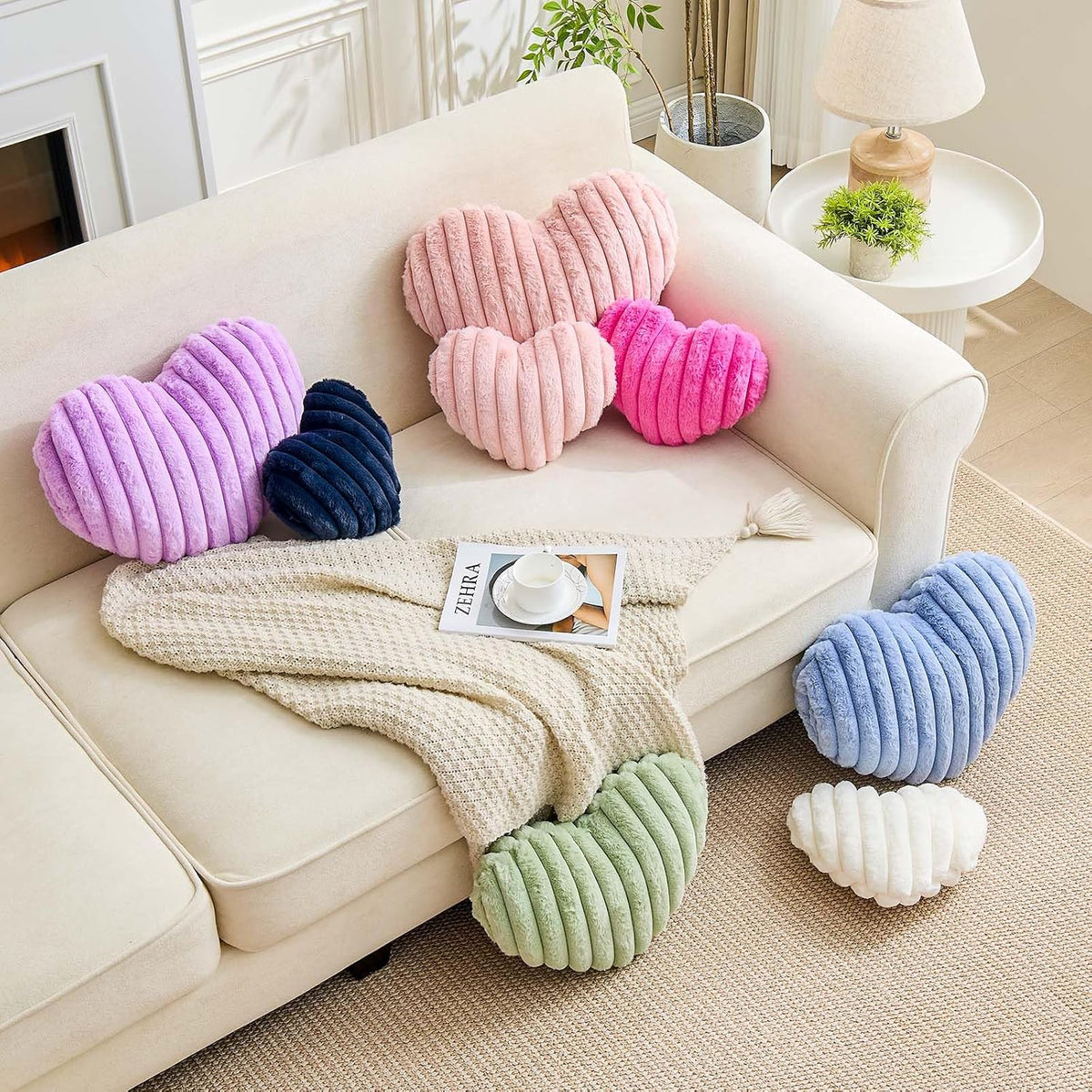 Heart Pillows Heart Decorative Pillow Soft Fluffy Heart Shaped Navy Throw Pillows
