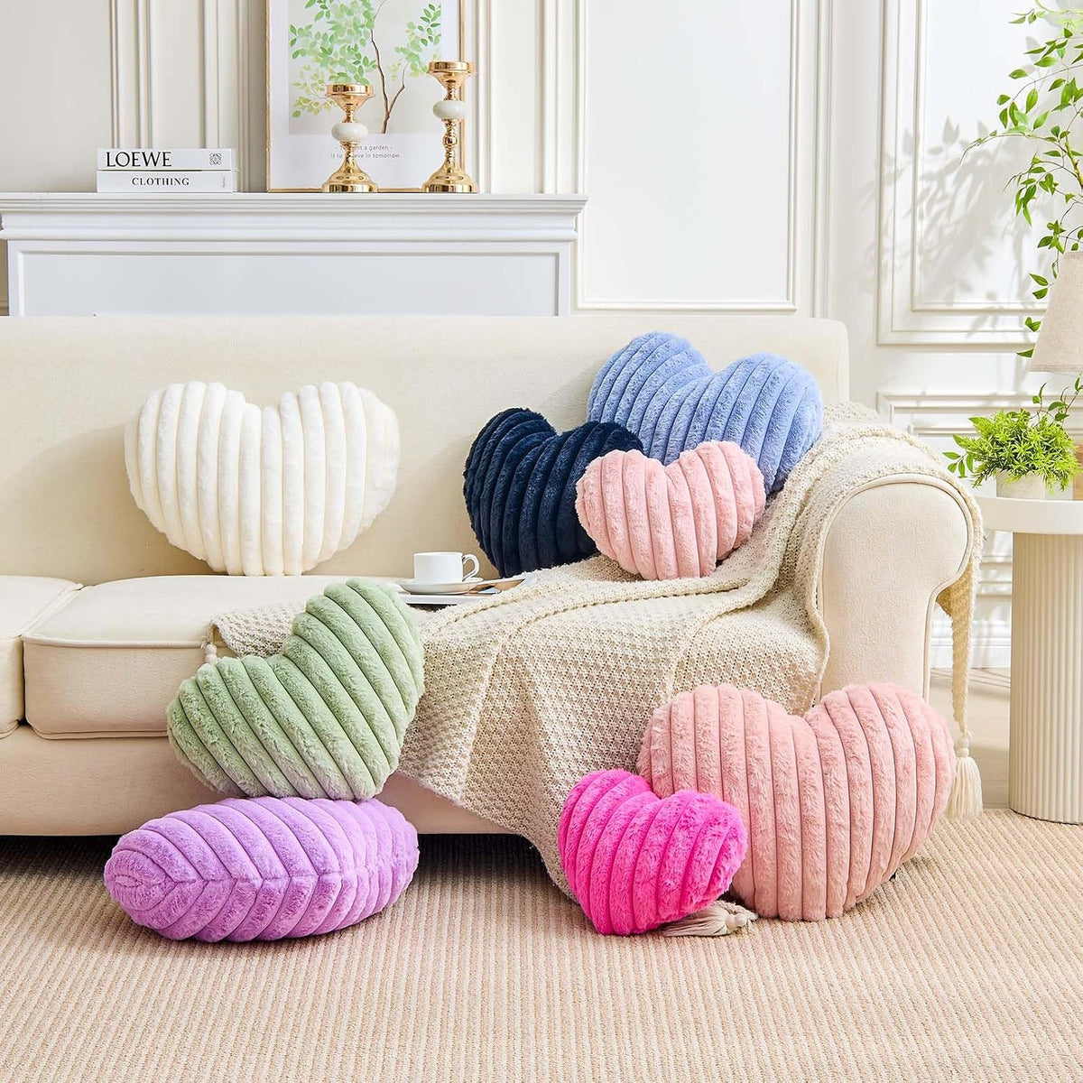Heart Pillows Heart Decorative Pillow Soft Fluffy Heart Shaped Navy Throw Pillows