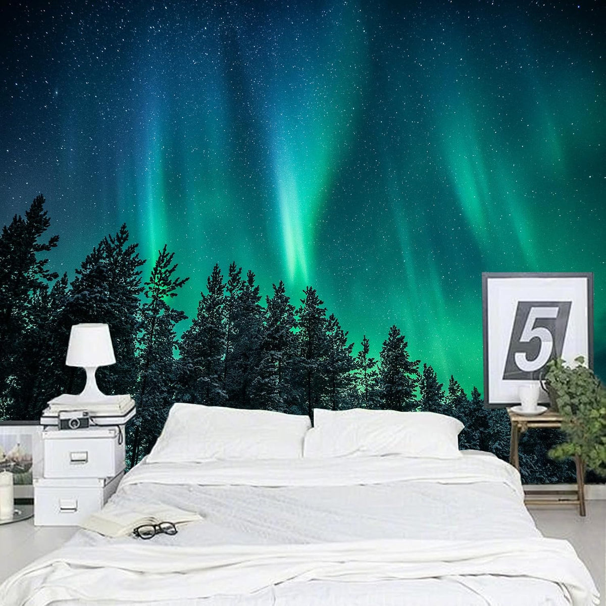 Forest Wall Tapestry for Bedroom.Nature Northern Lights Tapestries