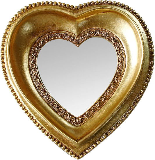 Golden Mini Vintage Mirror with Exquisite Relief Elegant Wall Decor for