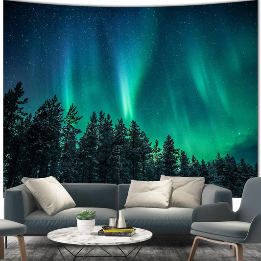 Forest Wall Tapestry for Bedroom.Nature Northern Lights Tapestries