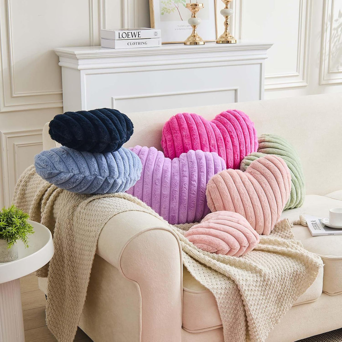 Heart Pillows Heart Decorative Pillow Soft Fluffy Heart Shaped Navy Throw Pillows