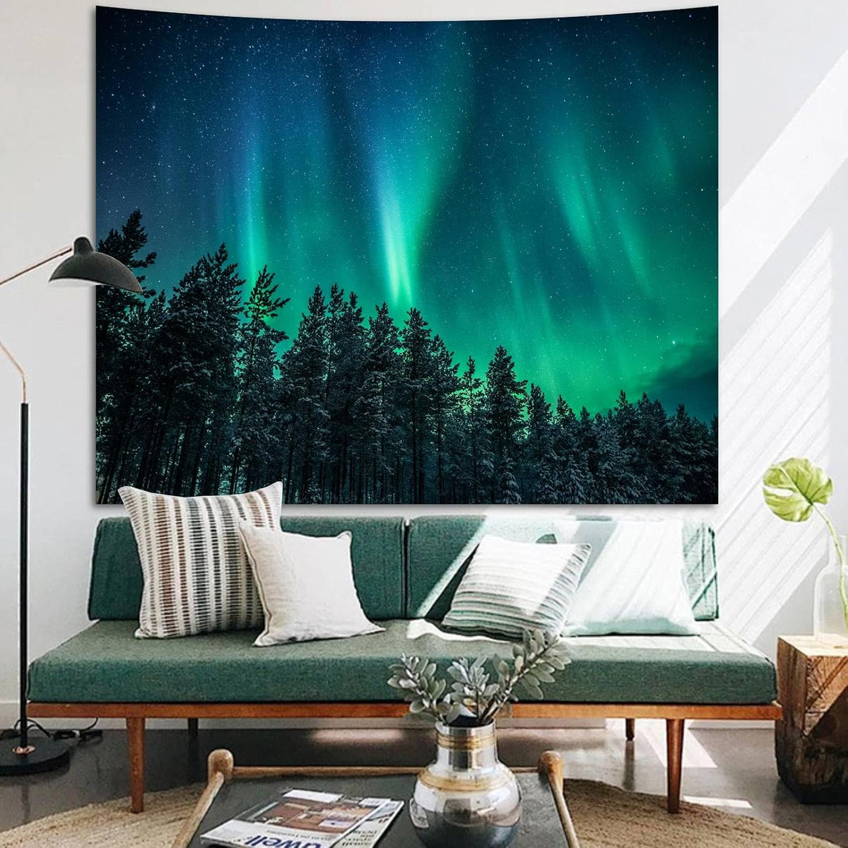Forest Wall Tapestry for Bedroom.Nature Northern Lights Tapestries