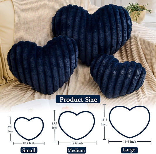 Heart Pillows Heart Decorative Pillow Soft Fluffy Heart Shaped Navy Throw Pillows