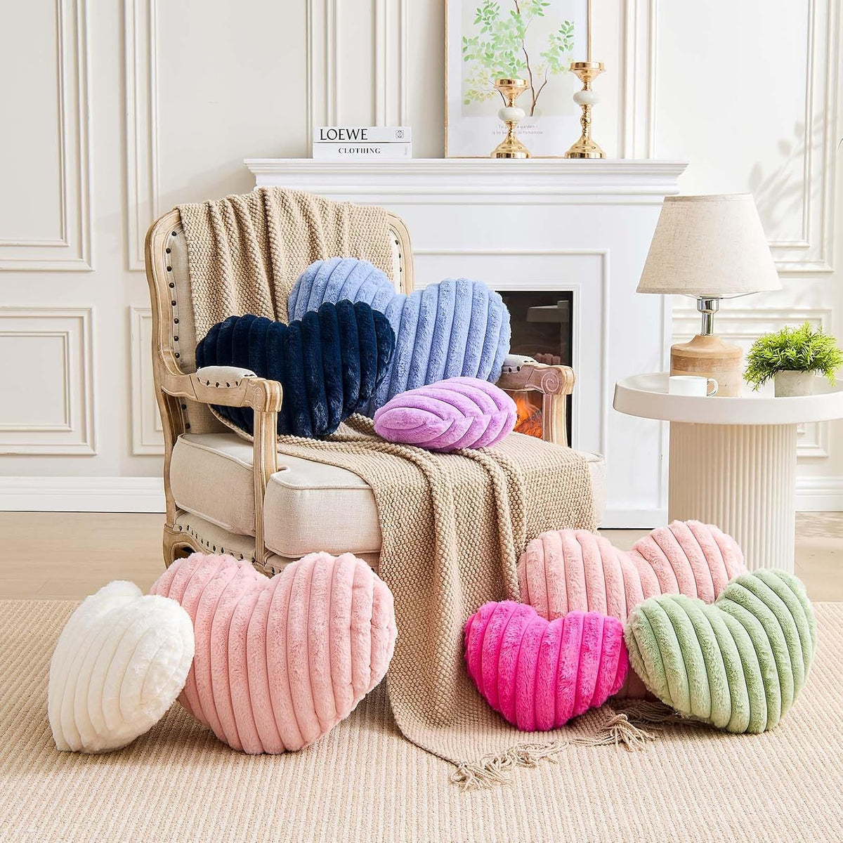 Heart Pillows Heart Decorative Pillow Soft Fluffy Heart Shaped Navy Throw Pillows