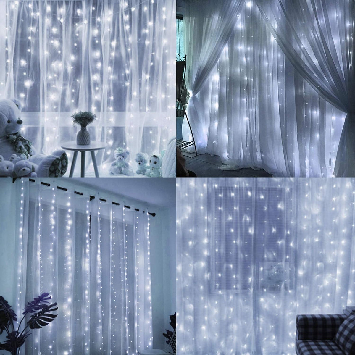 Window Curtain String Lights. 300 LED 8 Lighting Modes Fairy Copper Light with Remote