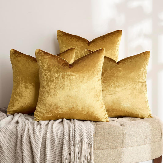 4 Gold Decorative Velvet Pillow
