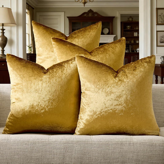 4 Gold Decorative Velvet Pillow